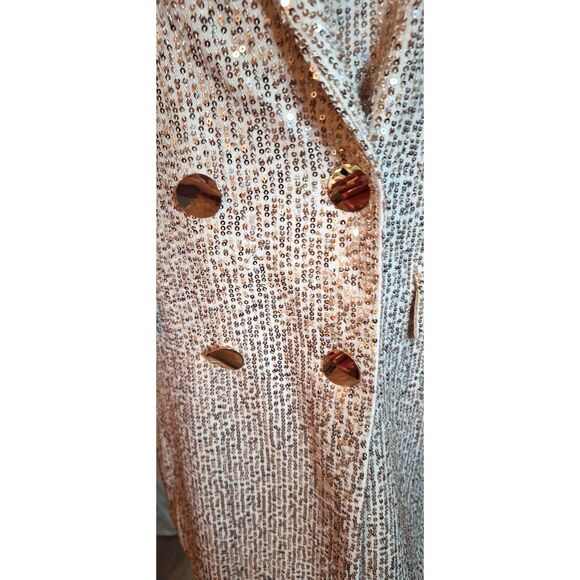 Saints and Hearts Blazer Dress Pink w Gold Sequins NWT Size L - Picture 5 of 15